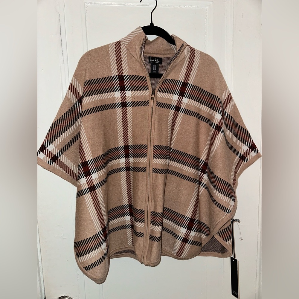 Nicole Miller plaid zip up wrap. With tags!
